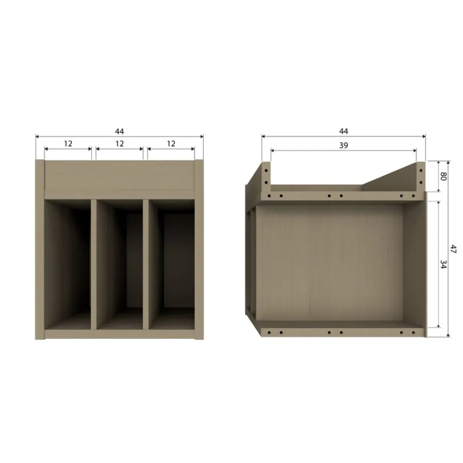 Opbergkasten<WOOOD Wandkast Turner Mud - 44x47x44 cm
