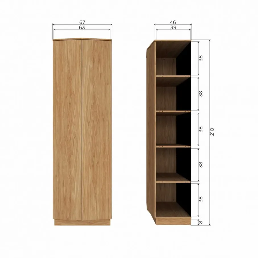 Wandkasten<WOOOD Wandkast Zuma Naturel - 67x210x45 cm