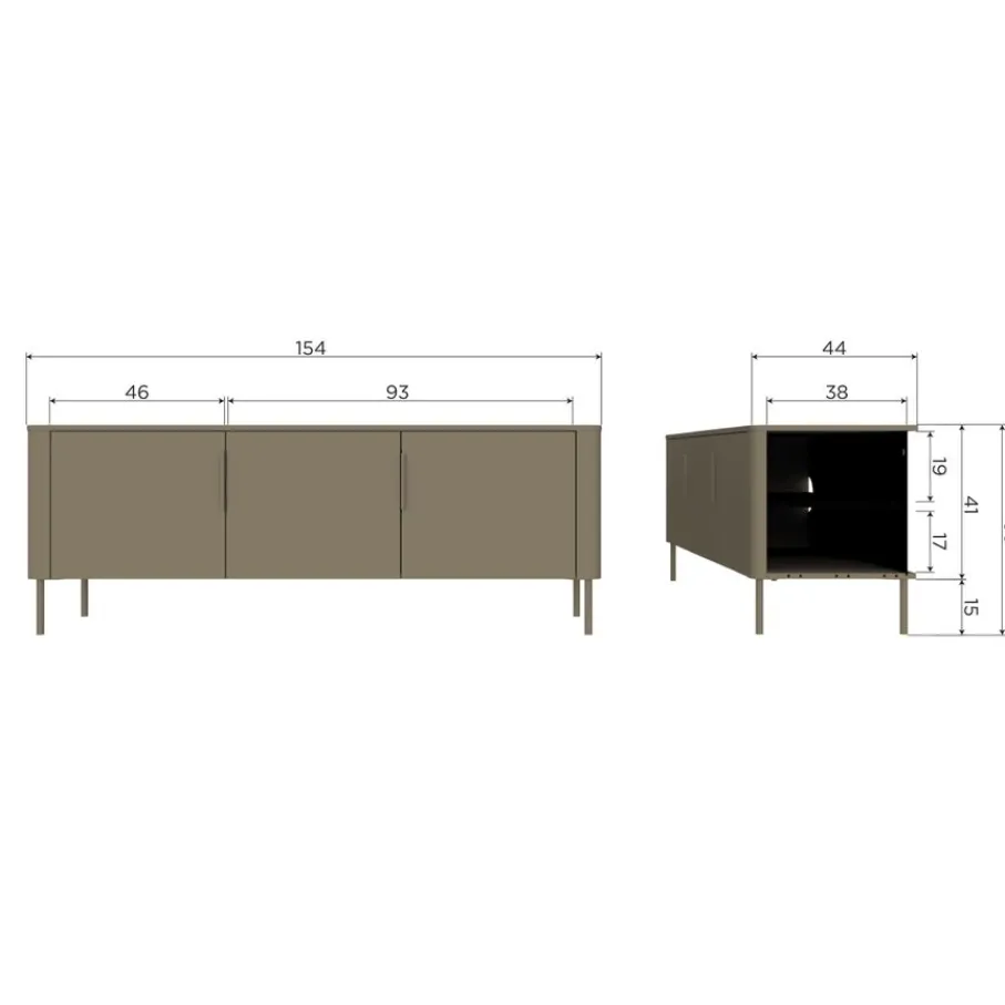 Tv-Meubels<WOOOD (Zwevend) TV-meubel Gunnar Zwart - 154x56x44 cm