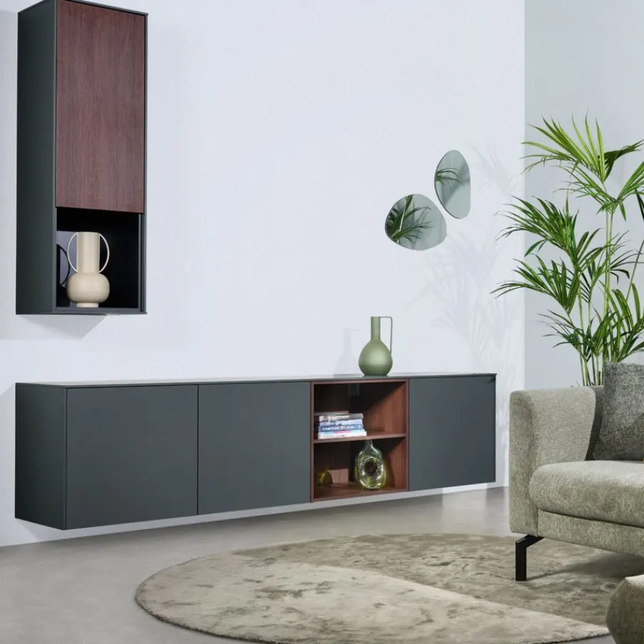 Dressoirs< Zwevend Dressoir Cannes Zwart - 242x59x49 cm