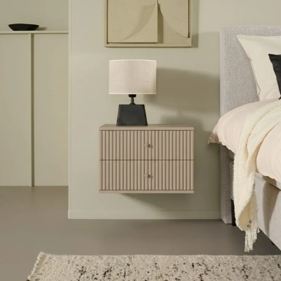 Nachtkastjes< Zwevend Nachtkastje Sem Taupe - 45x31x35 cm