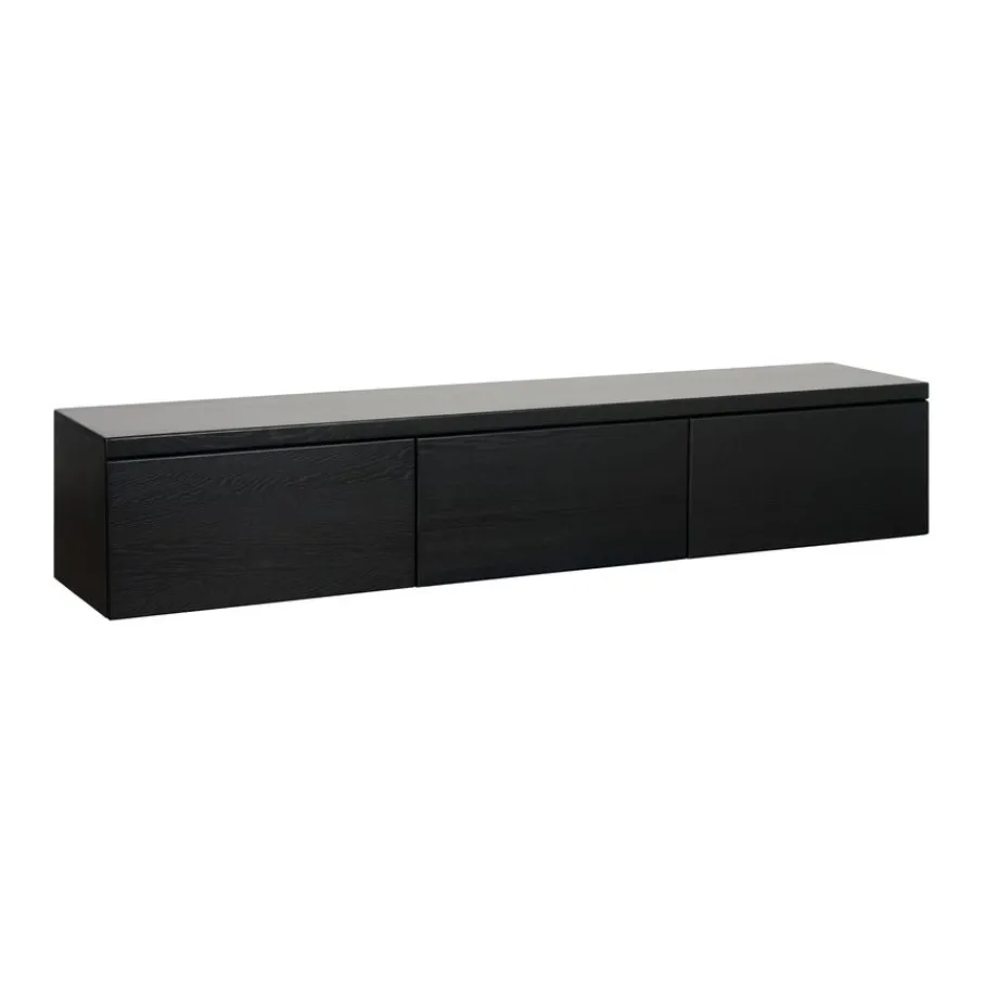Tv-Meubels< Zwevend TV-meubel Chester Zwart - 190x35x40 cm
