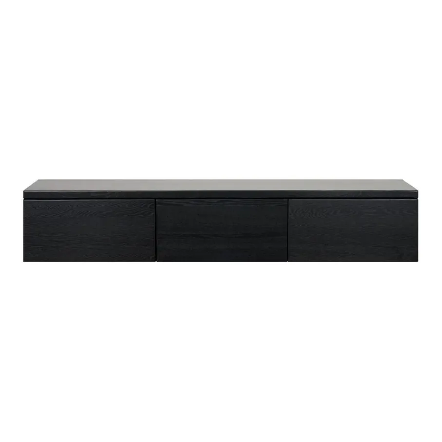 Tv-Meubels< Zwevend TV-meubel Chester Zwart - 190x35x40 cm